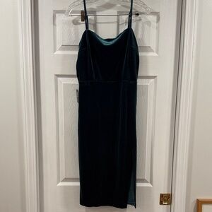 Express Dark Green Velvet Midi Dress